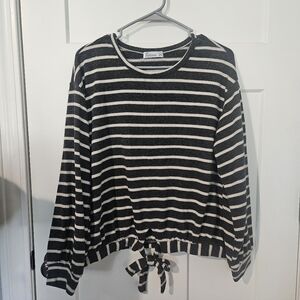 Striped Black and White Women's Top